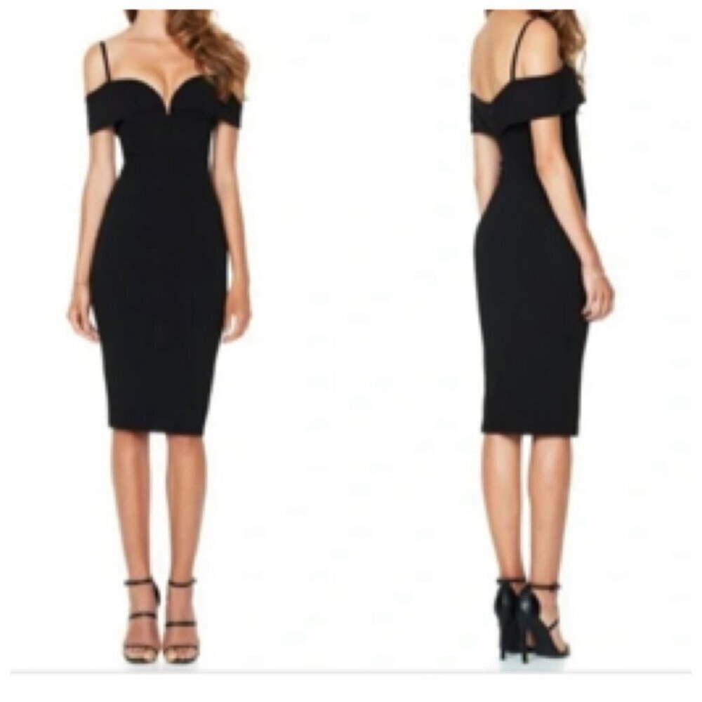 Nookie Revolve Phoenix Off Shoulder Midi Dress Black Medium / 6